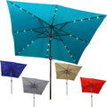 11 ft Rectangular Patio Umbrella with Solar LED Lights - Tilt & Crank