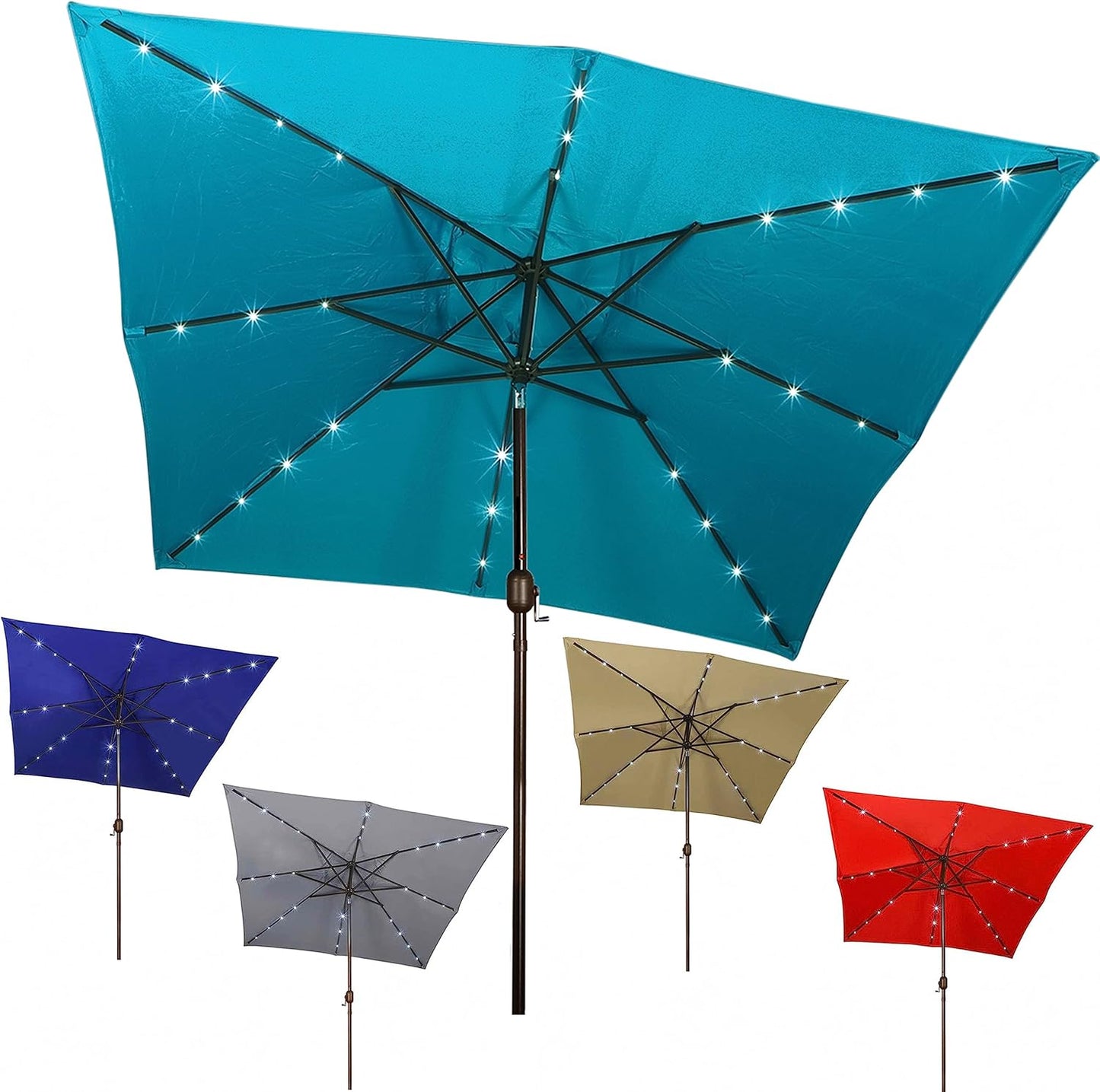 Blissun Rectangular Patio Umbrella with LED Lights for Outdoors