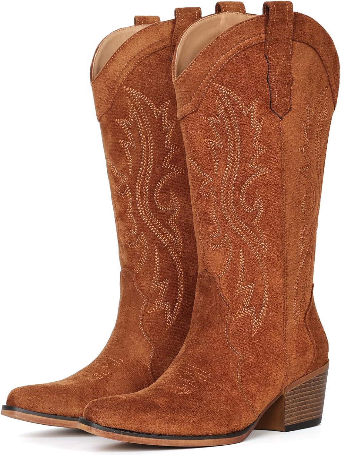 IUV Cowboy Boots for Women with Chunky Heel and Snip Toe