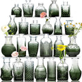 Glass Bud Vases Set 24 Pcs Gradual Green - Vintage Mini Vases