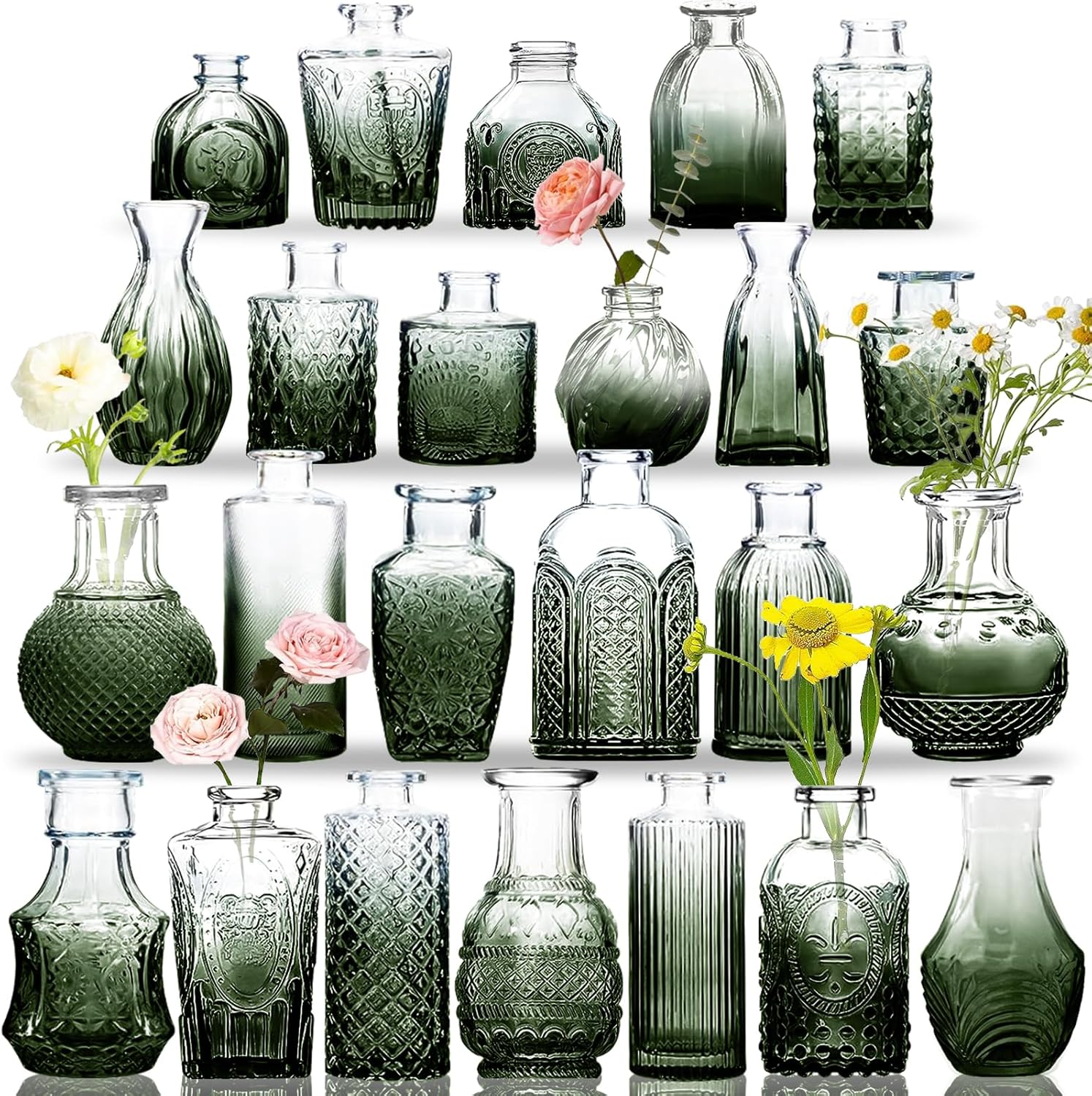Glass Bud Vases Set for Rustic Wedding Decorations and Home Decor