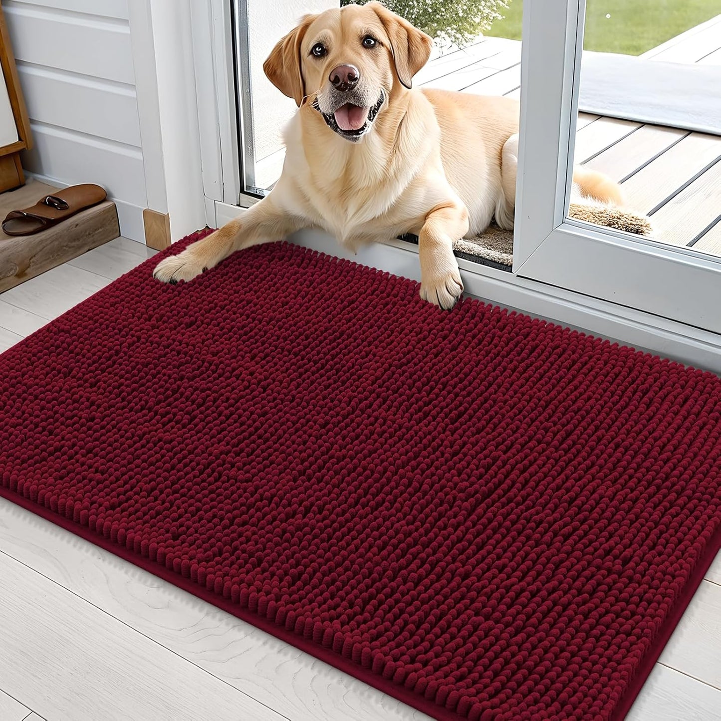 OLANLY Dog Door Mat for Muddy Paws - Absorbent Chenille Mat