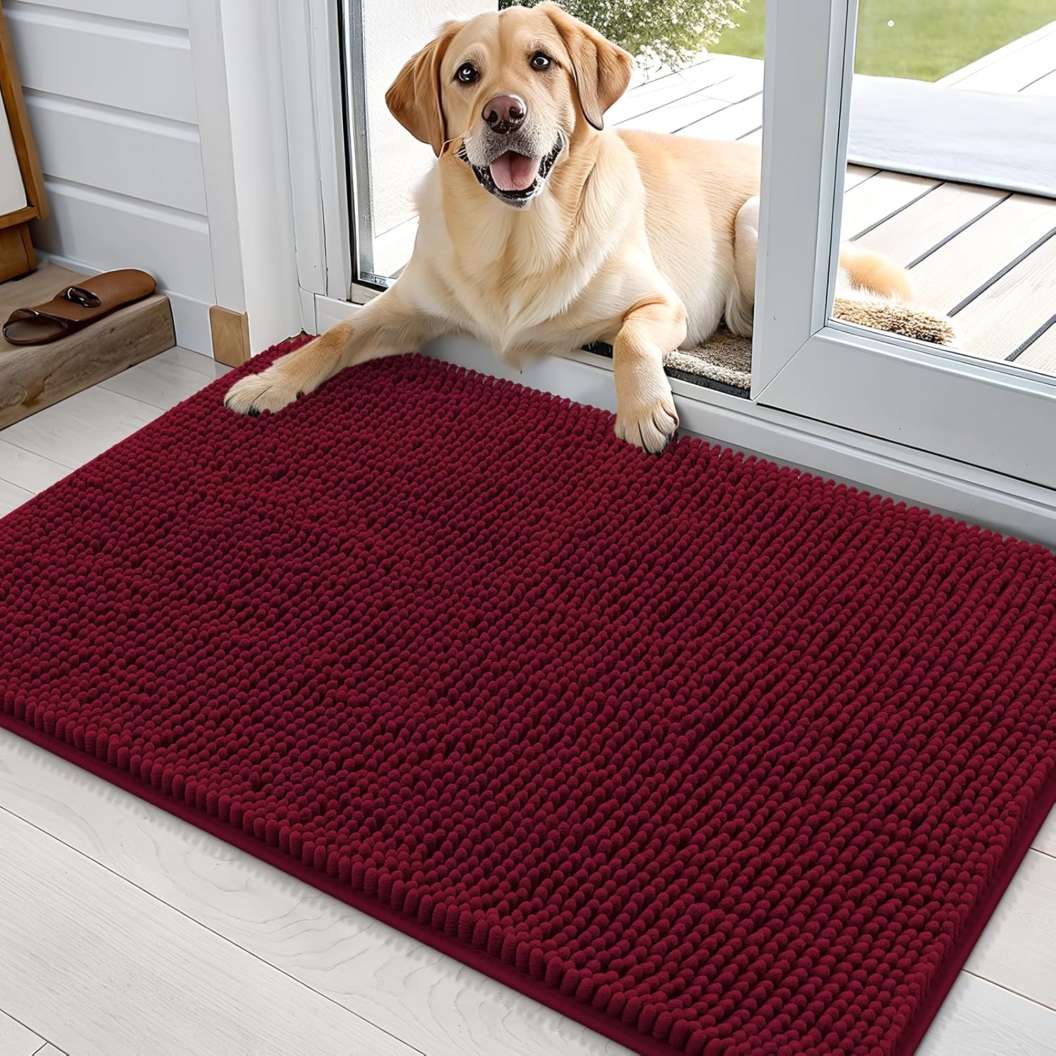 OLANLY Dog Door Mat for Muddy Paws - Absorbent Chenille Mat