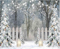 Funnytree Winter Photography Backdrop 10x8ft - Glitter Snowy Forest