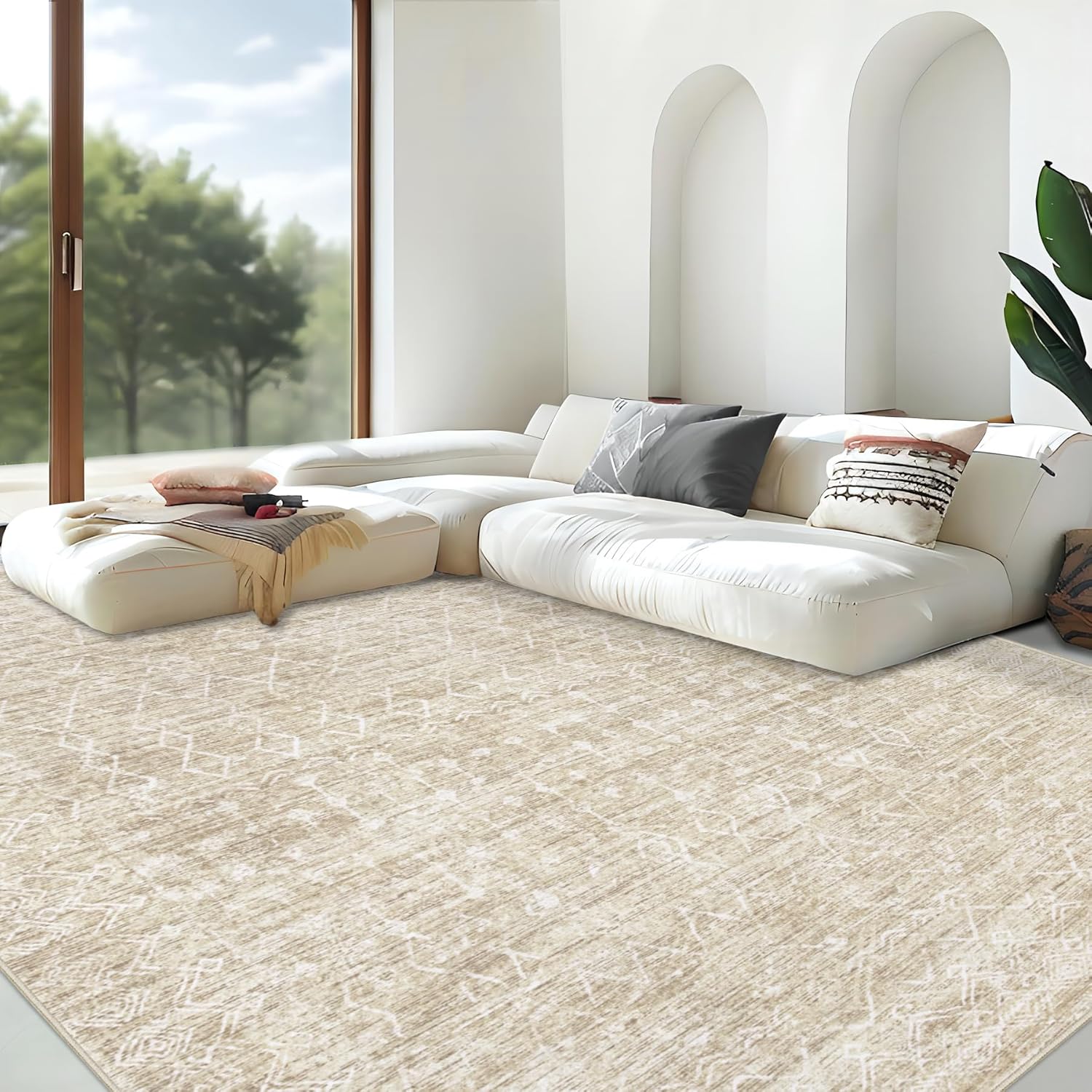 Large Soft Boho Geometric Area Rug for Living Room 8x10
