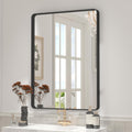 26x36 in Black Metal Framed Bathroom Mirror with Rounded Corners