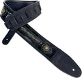Antique Black Tooled Barcelona Weave Padded Guitar Strap - Comfortable