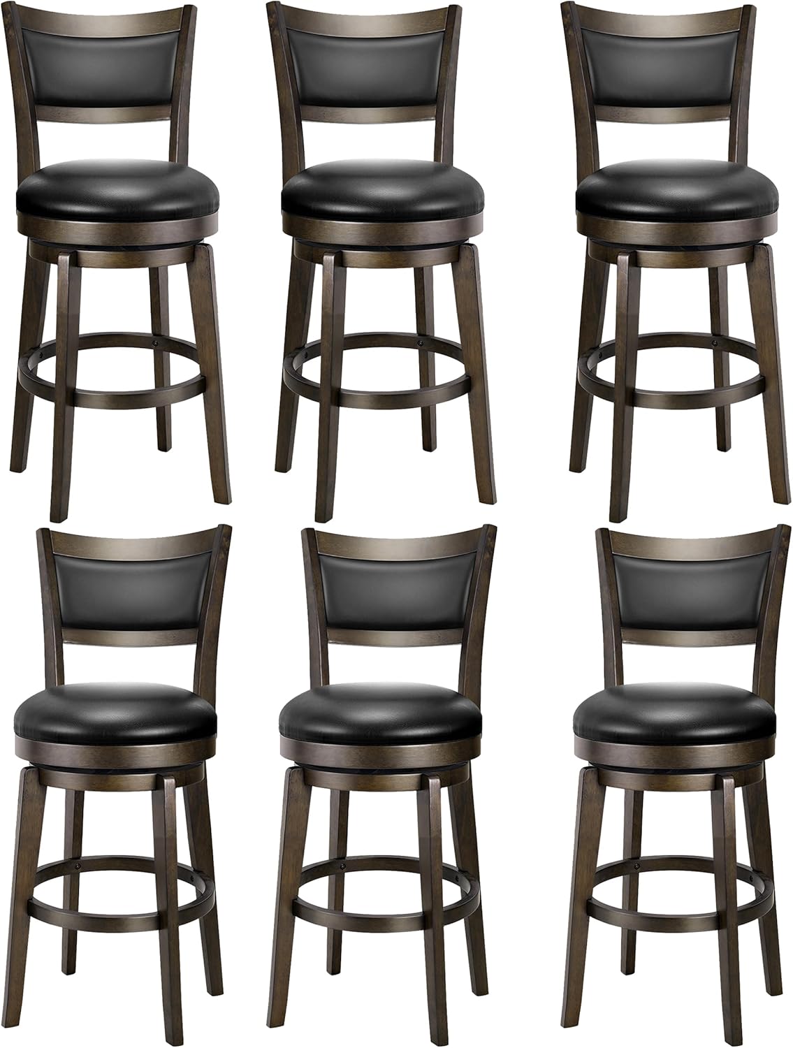 PrimeZone Swivel Bar Stools Set of 6 for Kitchen Island Use
