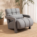 Mid-Century Modern Accent Chair: Cozy Elegance in Gray Linen