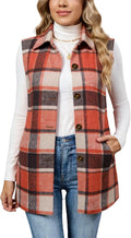 Tanming Women's Plaid Vest Brushed Flannel Sleeveless (Style JG35)