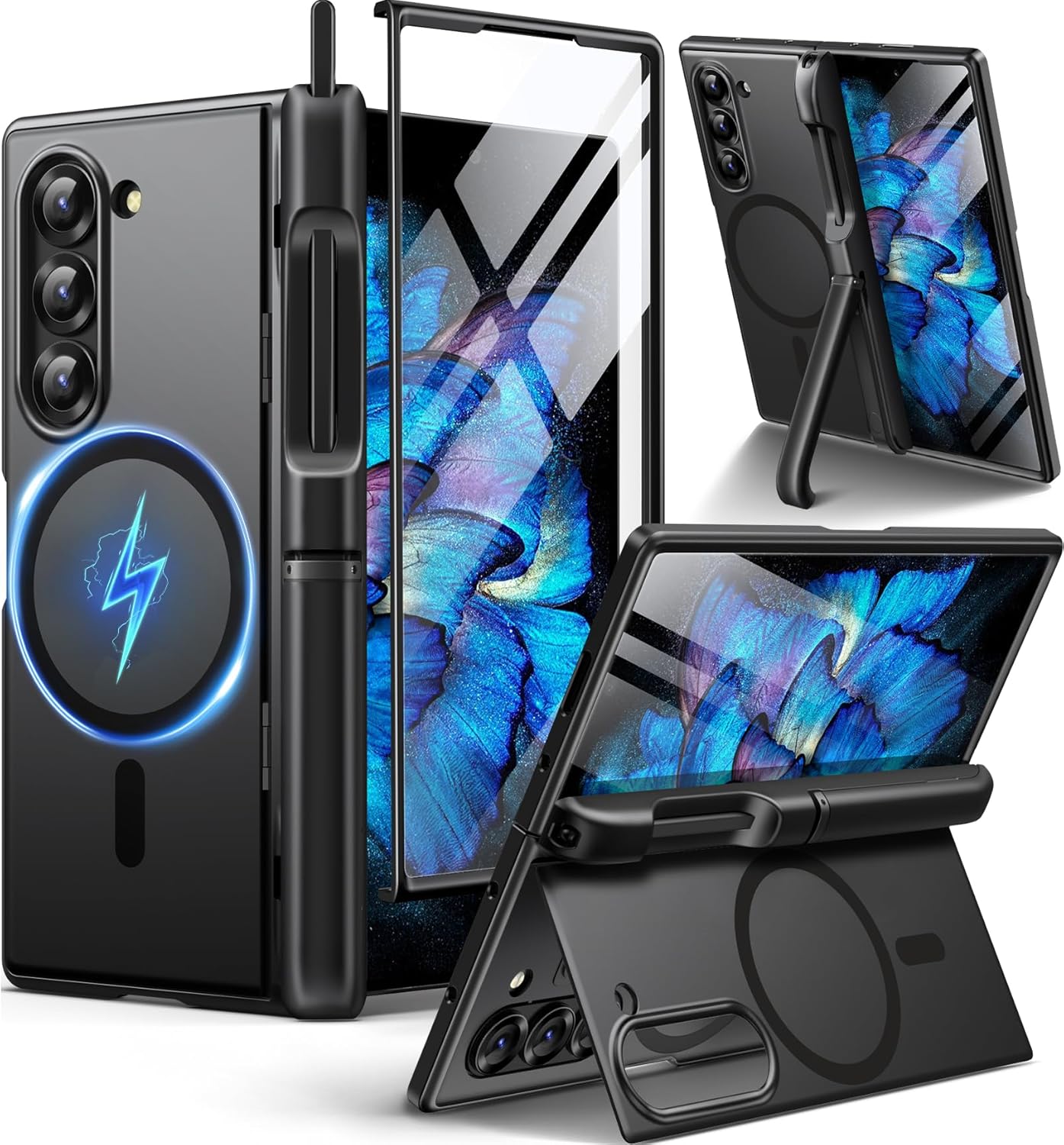 BERFY Z Fold 6 Case with HD Screen Protector and Kickstand