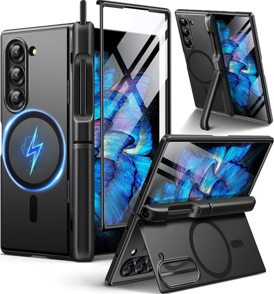 BERFY Z Fold 6 Case with HD Screen Protector and Kickstand