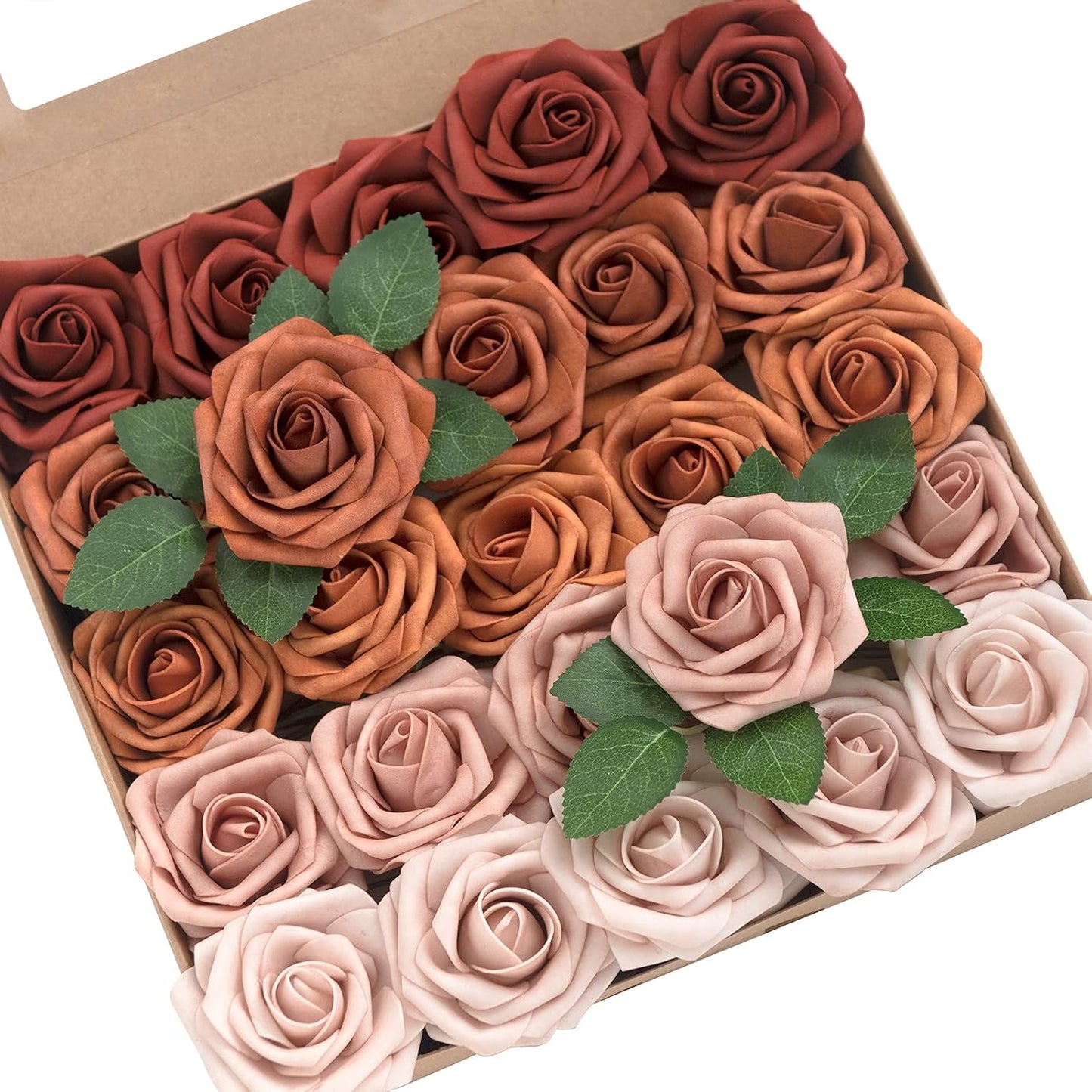 Ling's Moment 50Pcs 3in Roses in Amber Shades for Decor