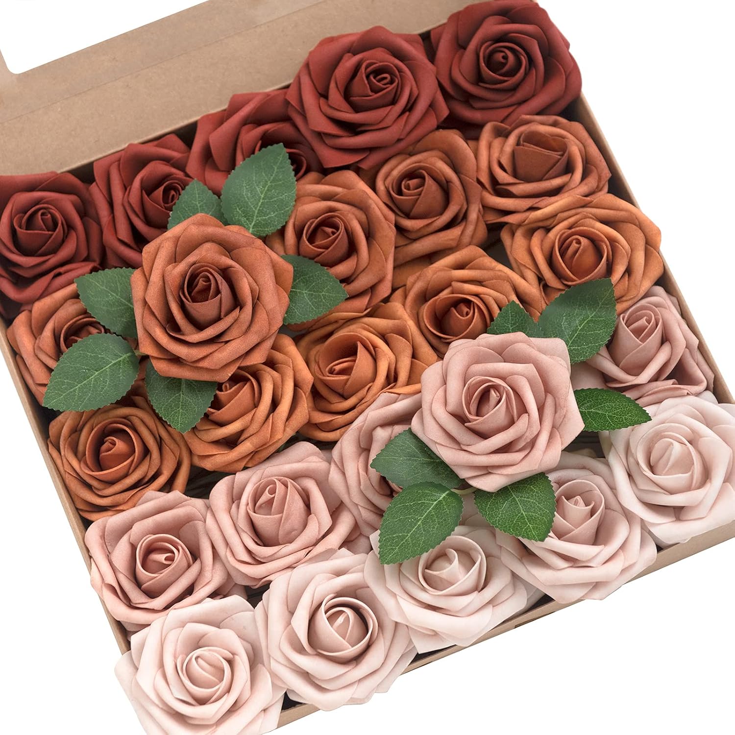 Ling's Moment 50Pcs 3in Roses in Amber Shades for Decor