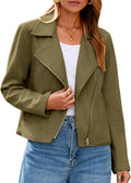 Glamaker Faux Suede Cropped Moto Jacket - Lightweight Edge