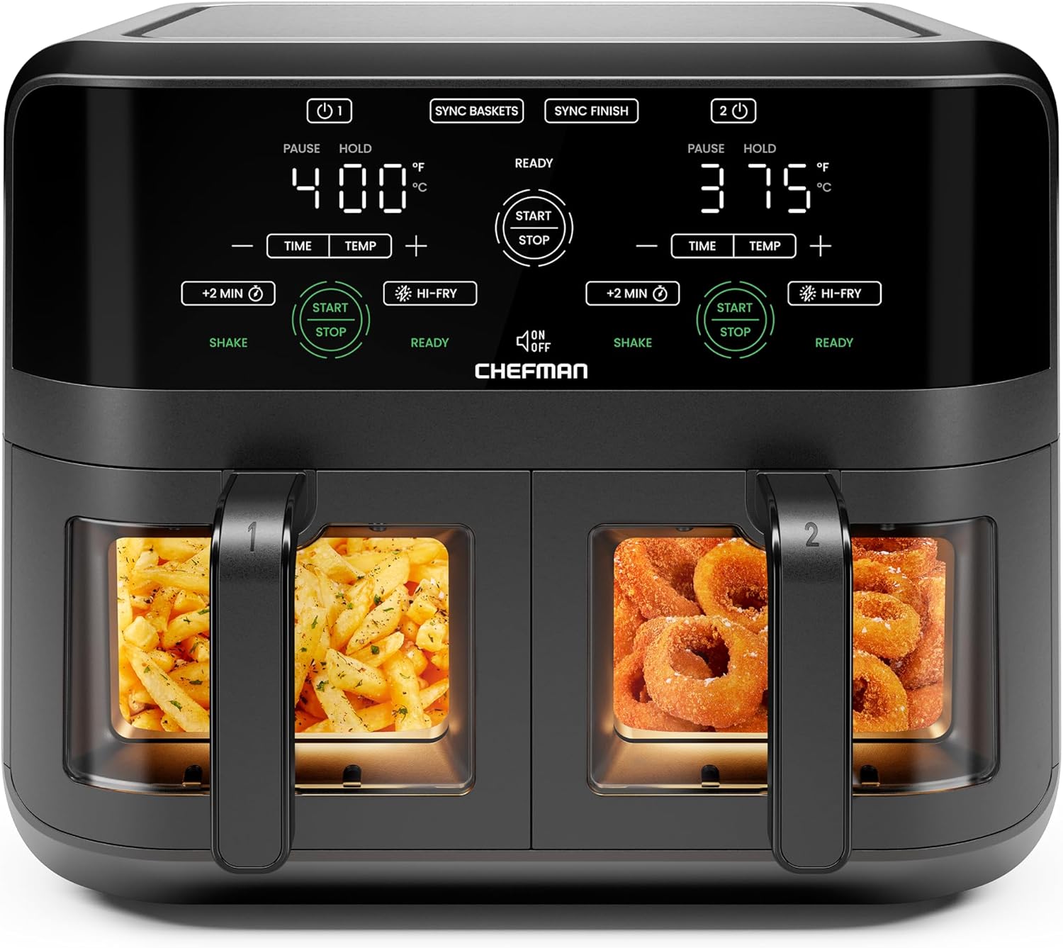 Chefman 6 Quart Dual Basket Air Fryer with Easy View Windows