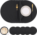 Round Faux Leather Placemats and Coasters Set of 6 - Washable