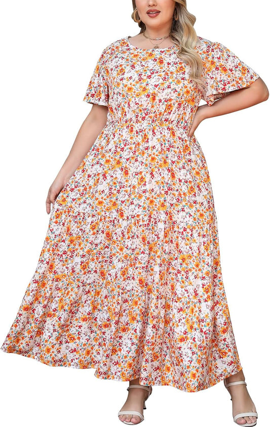 Plus Size Maxi Dresses for Curvy Women with Floral Print
