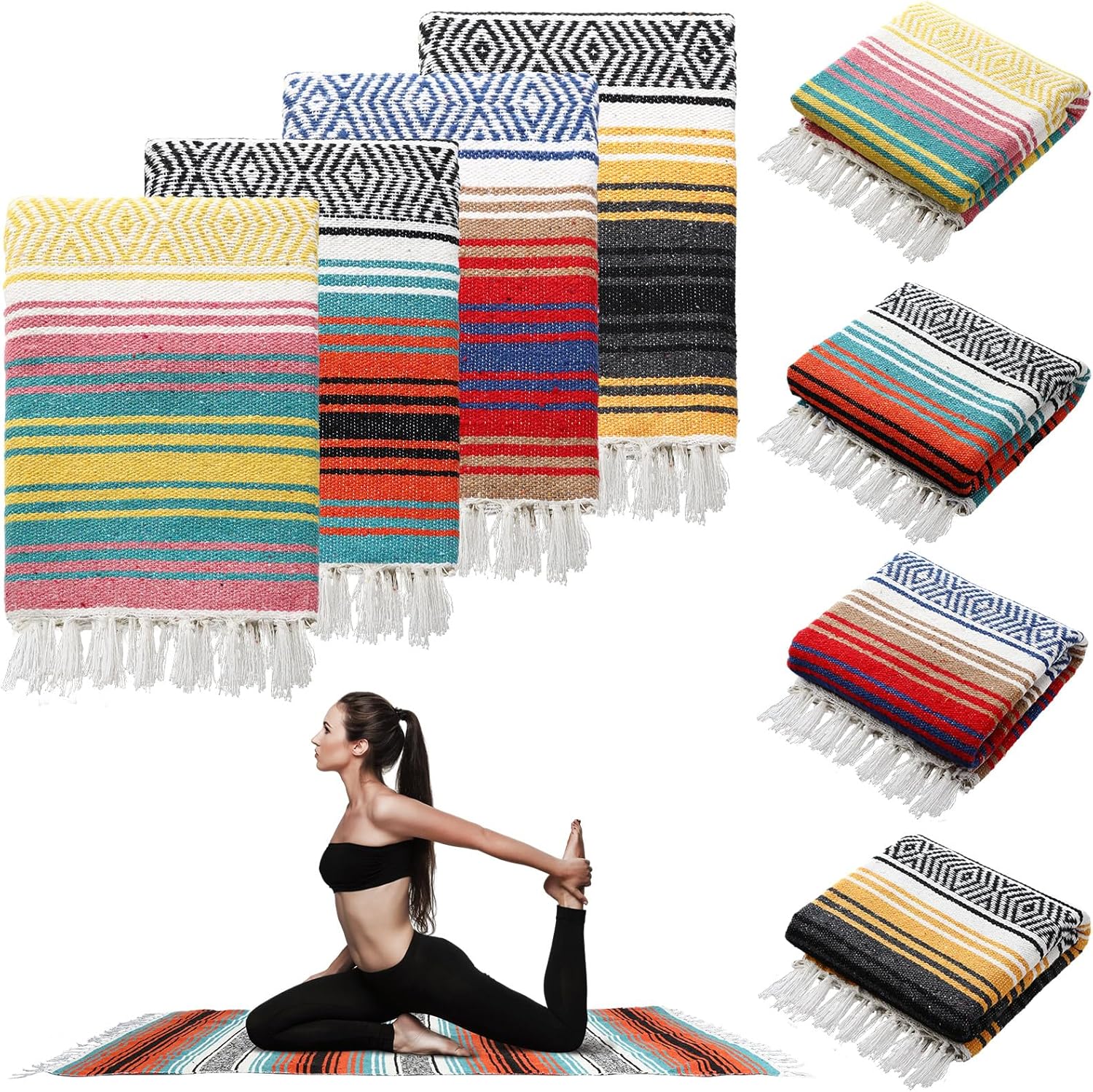 Large Mexican Yoga Blanket Pack - Versatile Outdoor Essential