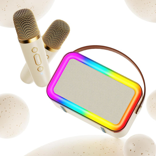 Portable Kids Karaoke Machine with 2 Mics & LED Light - PPMIC