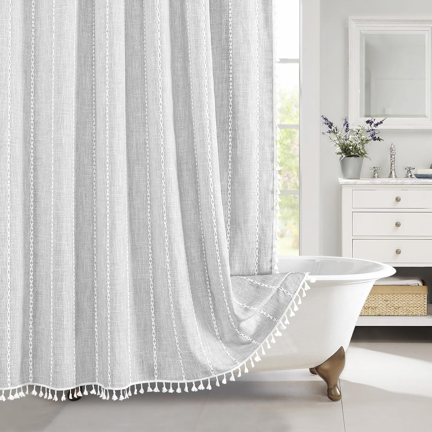 MitoVilla Boho Extra Long Shower Curtain for Country Decor