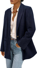 Women's Corduroy Blazer Jacket - Ribbed Long Sleeve Winter Workwear