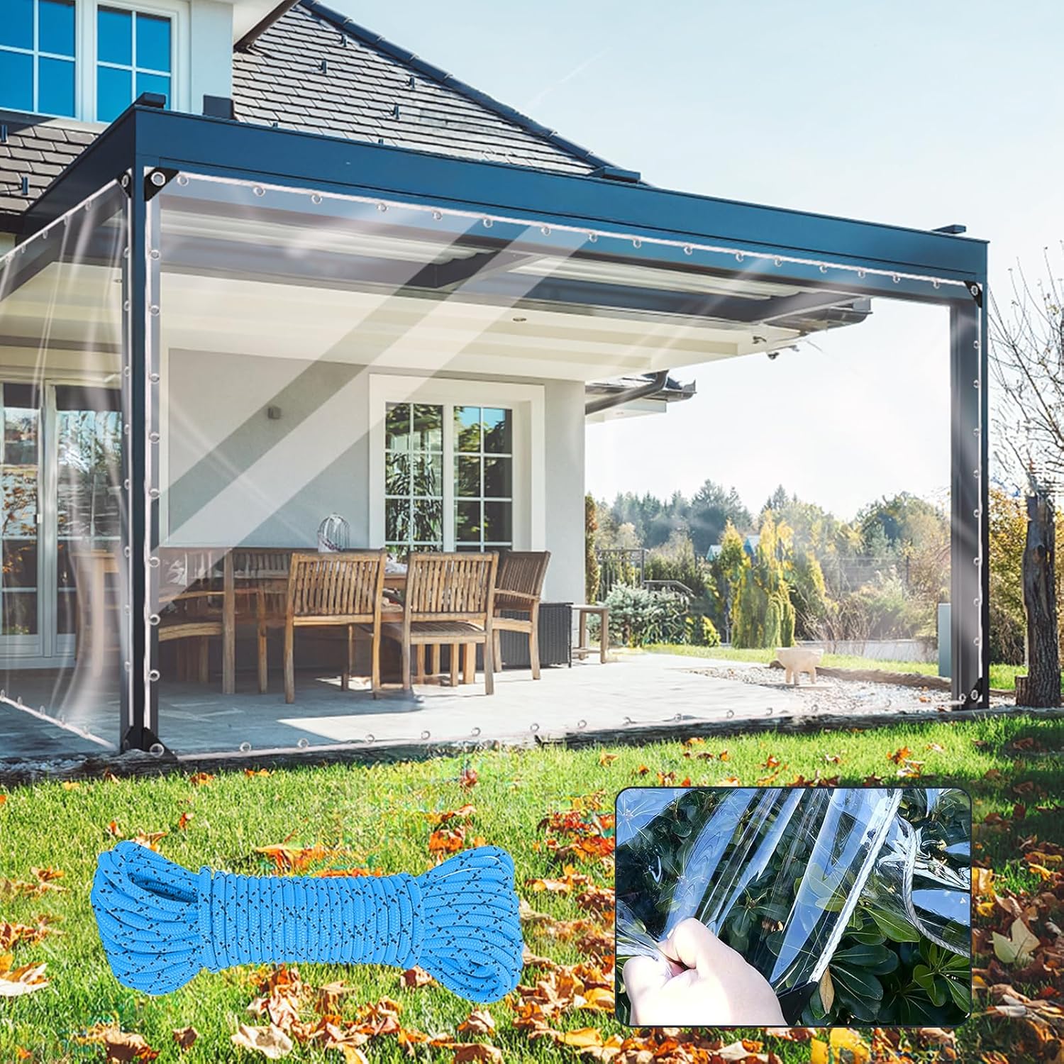 Clear Tarp with Grommets - Heavy Duty 14Mil PVC Vinyl Cover