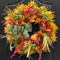 24 Inch Fall Wreath for Front Door - Lifelike Autumn Decor