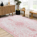 Area Rug 6x9 Vintage Floral Honeycomb Non Slip Backing - Soft Thick