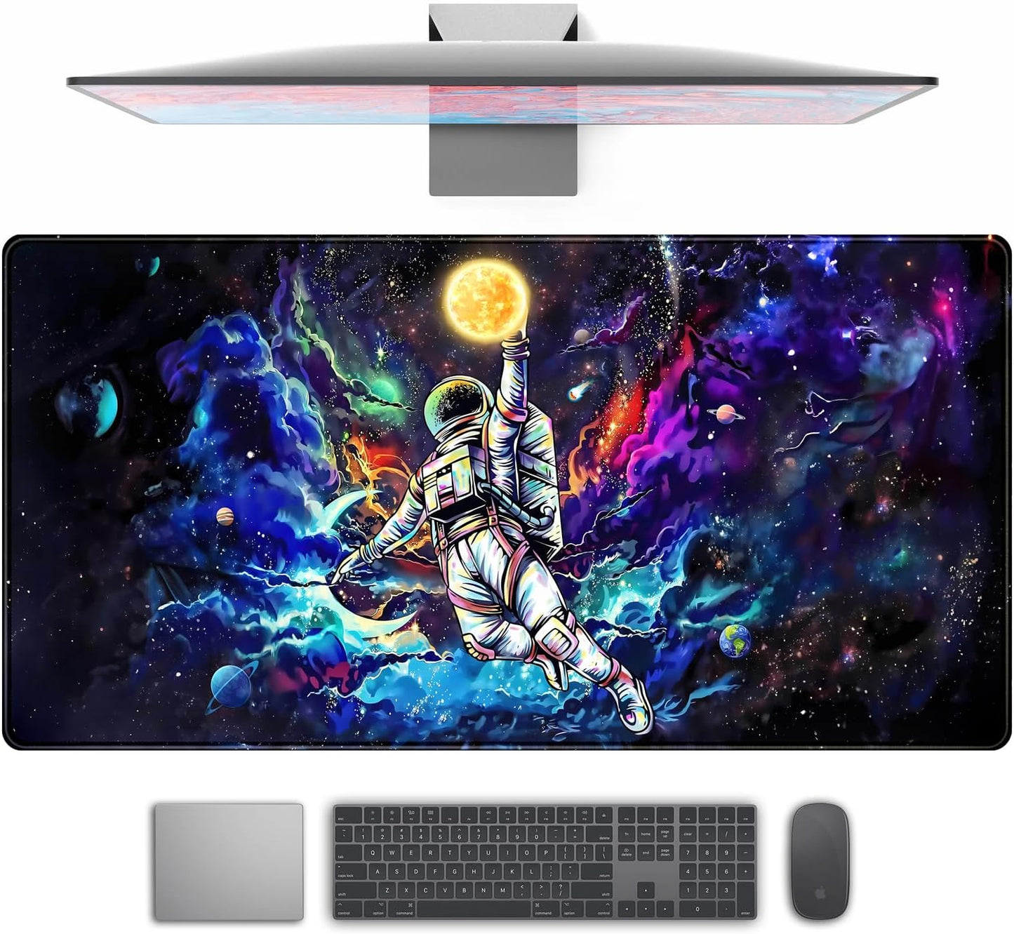 Space-themed XL Gaming Mouse Pad - Enhance Your Desk!