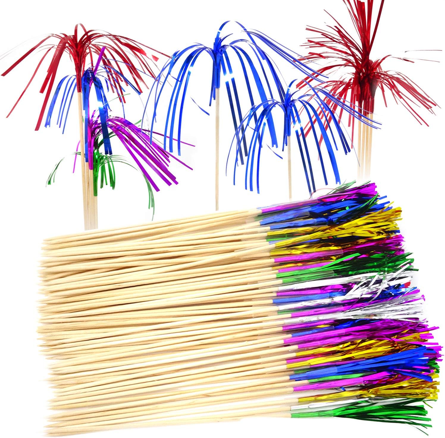 Honbay 100PCS Firework Fruit Sticks - Festive Cupcake Toppers