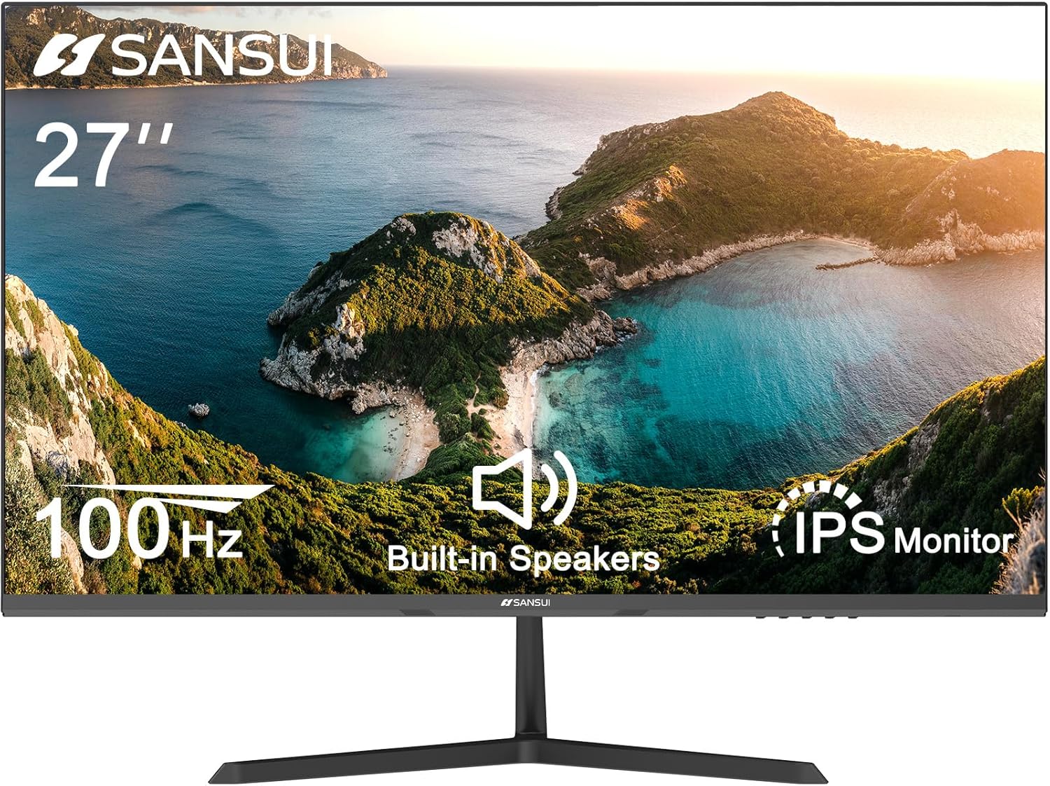 SANSUI 27 IPS 100Hz FHD Monitor - Built-in Speakers, HDR, Adaptive Sync