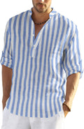 COOFANDY Men's Cotton Linen Henley T-Shirt Long Sleeve (Style RDMQ)