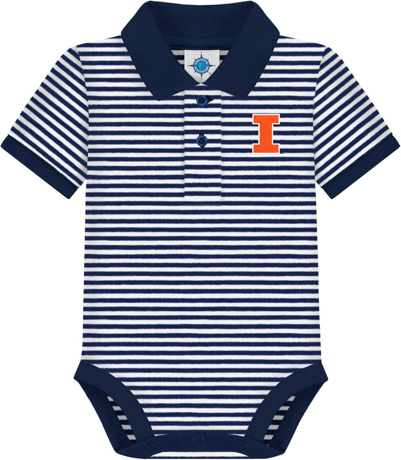 Creative Knitwear College Baby Striped Polo Bodysuit for Infants