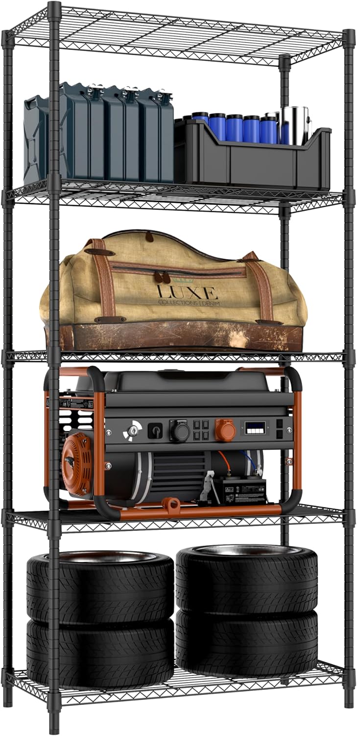1250 lbs 5 Tier Heavy Duty Metal Storage Shelves for Organizing