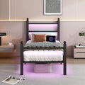 Twin Bed Frame with Headboard and Footboard - LED USB Charging Station