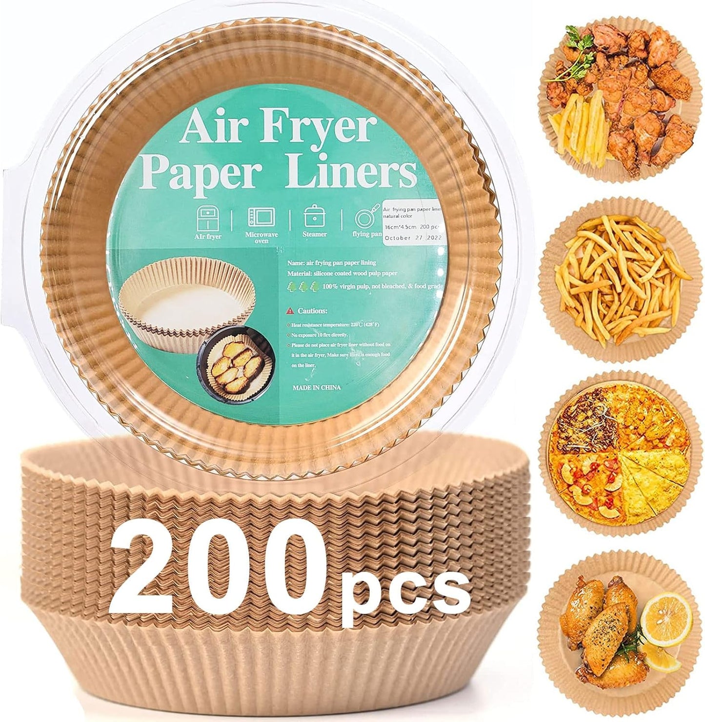 Non-Stick Air Fryer Liners - Oil-Proof & Water-Proof Parchment (200pcs)