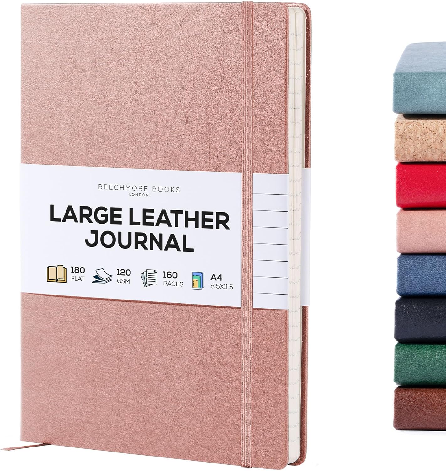 BEECHMORE BOOKS A4 Lined Journal: Luxe Leather, 160 Pages