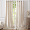 Cream Velvet Blackout Curtains 90 in Length - Set of 2