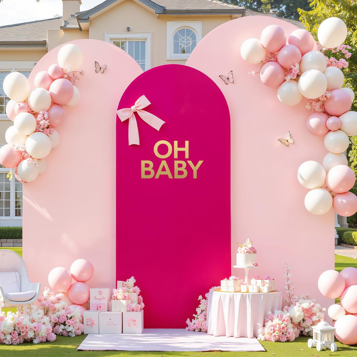 Pink and Hot Pink Arch Backdrop Cover Set for Events and Parties