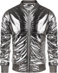 Men's Metallic Jacket 70s Disco Bomber - Shiny Lightweight Style