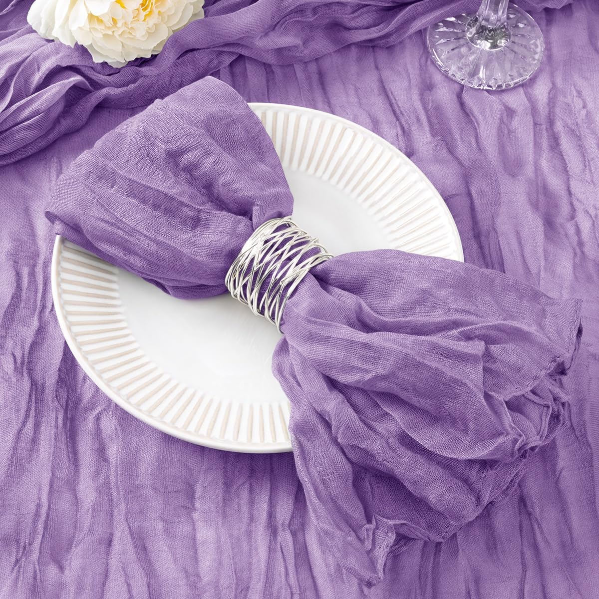 50 Pack Lavender Purple Cheesecloth Napkins for Fall Events