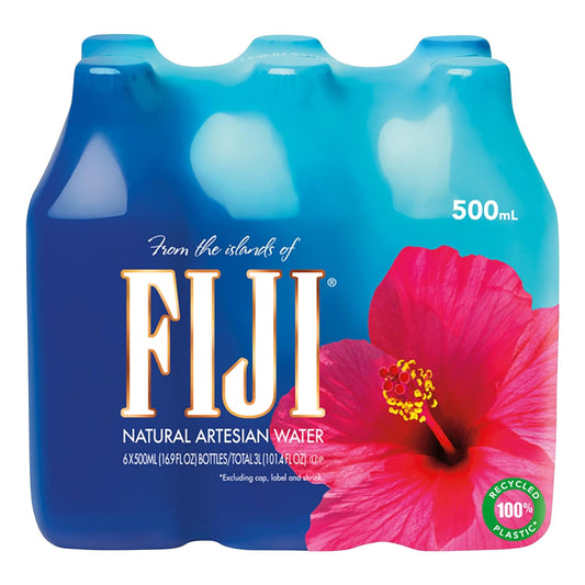 FIJI 500mL Bottled Water 6-Pack - 100% Recycled Plastic