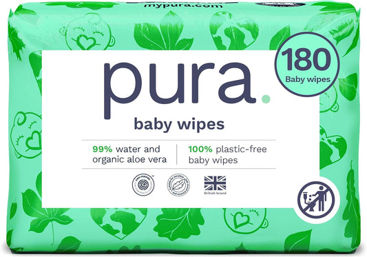 Pura Natural Sensitive Baby Wipes - Gentle 99% Water, EWG Verified