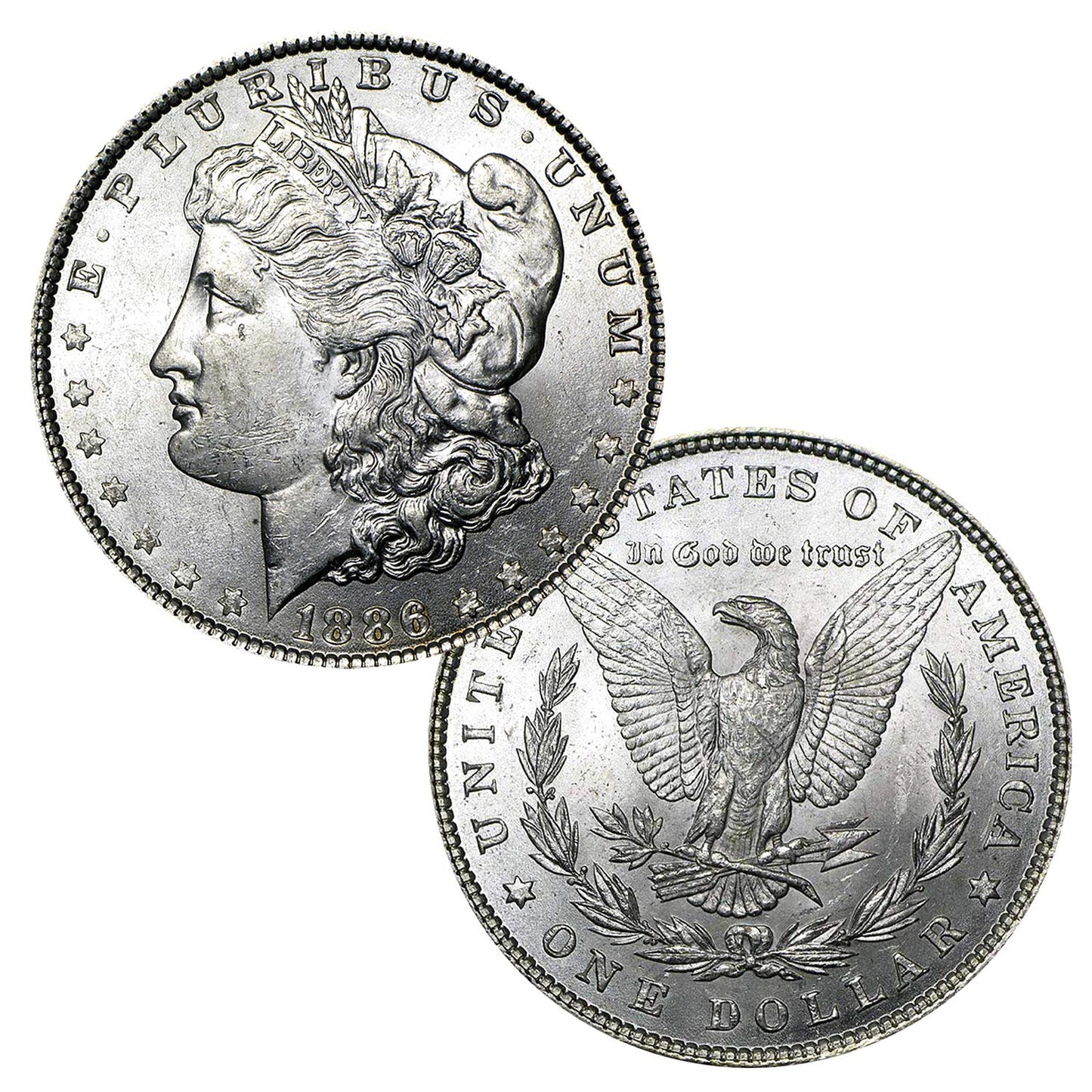USA 1886 P Morgan Silver Dollar Coin - Brilliant Uncirculated