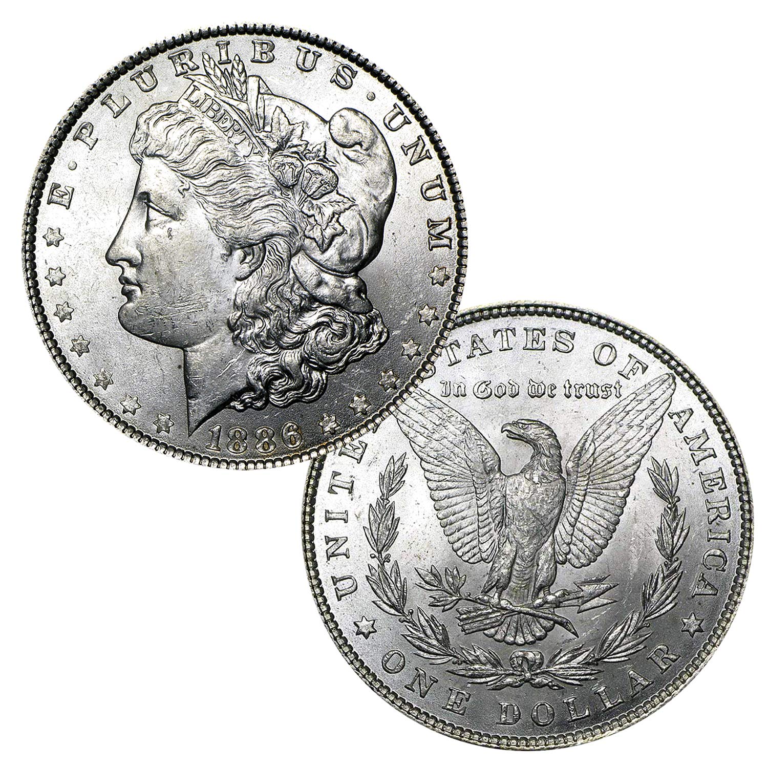 USA 1886 P Morgan Silver Dollar Coin - Brilliant Uncirculated