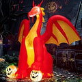 9 FT Halloween Inflatable Fire Dragon with Wings - Eye-Catching Yard