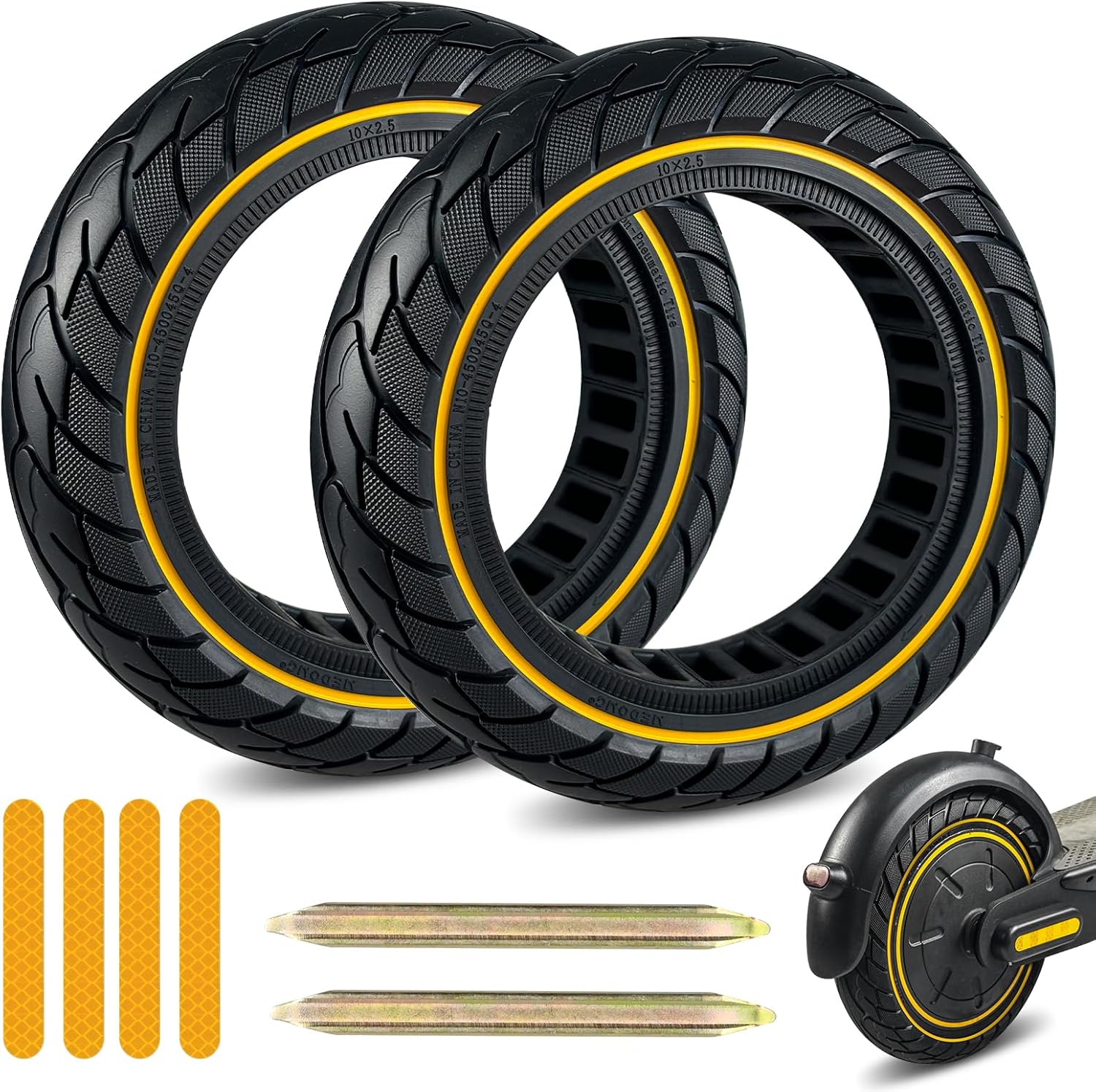 10x2.5 Inch Solid Tire for Segway Ninebot and Gotrax Scooters