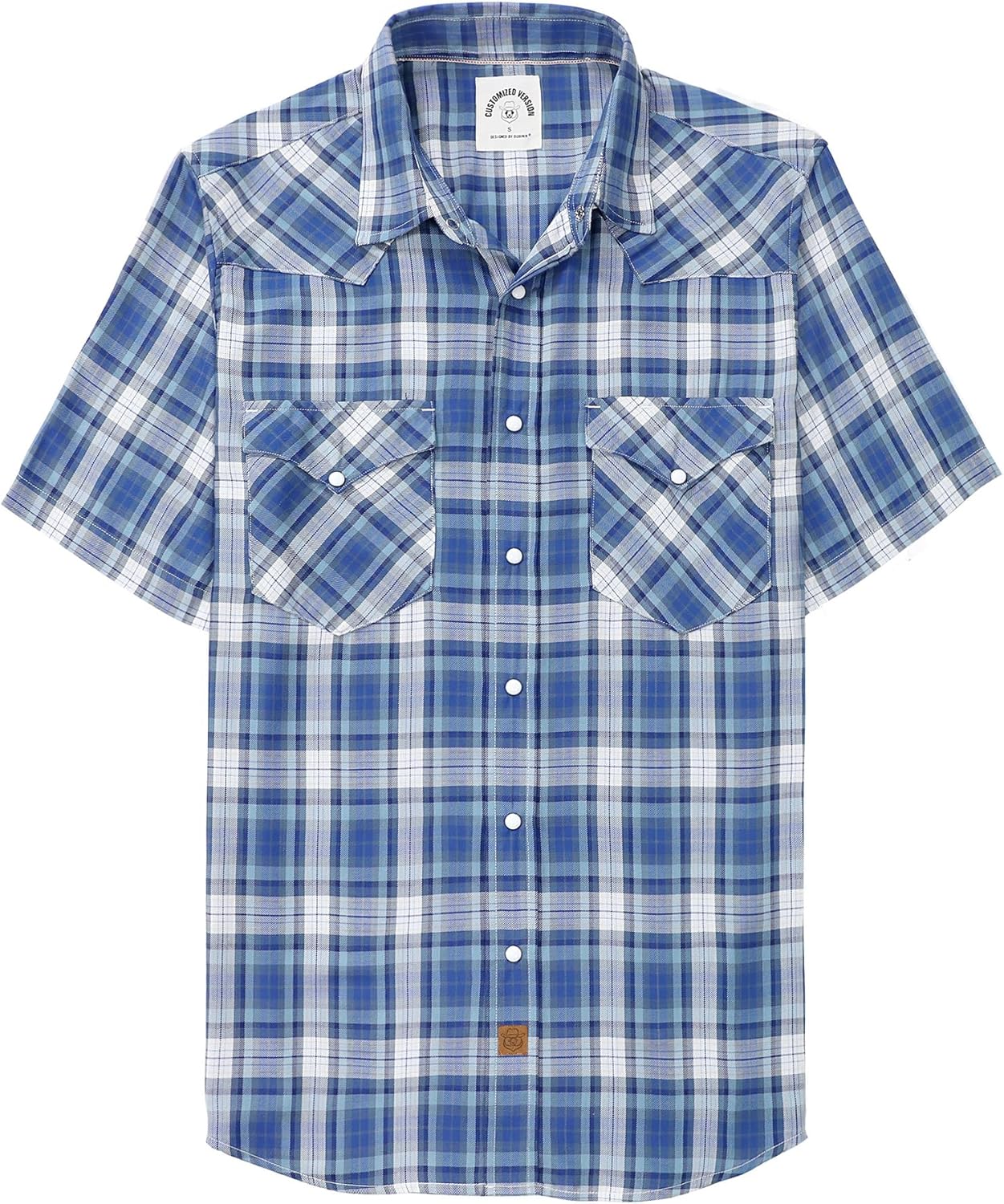 Stylish Mens Short Sleeve Western Cowboy Plaid Snap Shirts