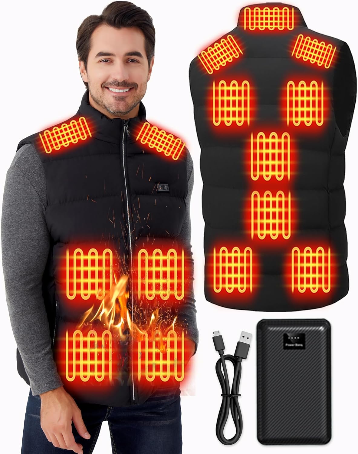 Electric Heated Vest for Men: Lightweight Warm Heated Jacket